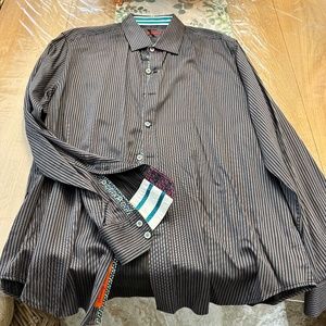 Robert Graham X L/S X-Large Tailored Fit Striped Black/Blue/Greyish